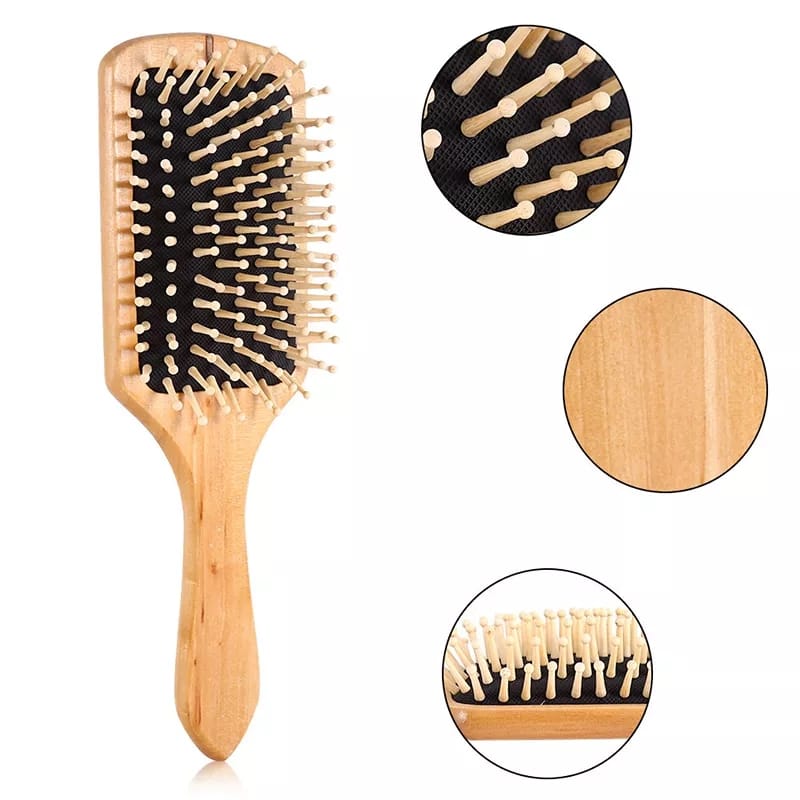 Cepillo de cabello en bambú mediano cuadrado